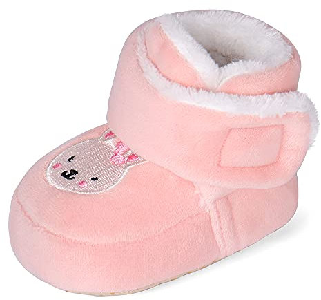MK MATT KEELY Bottes de Neige Bébé Garçon Fille Unisexe Pantoufles de Semelle Souple Hiver Chaud,Rose,6-12 Mois