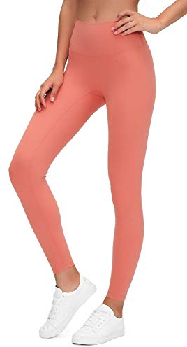 Lemedy Damen hohe Taille Tight Yoga Pants Workout sportliche Leggings (Koralle, M)