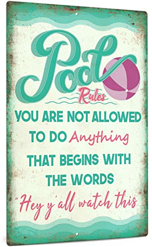 Putuo Decor Poolregeln-Schild, Indoor/Outdoor, Schwimmbad-Dekoration, 30,5 x 20,3 cm, Aluminium-Metallschild