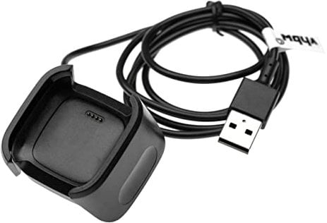 vhbw Câble de Charge Compatible avec Fitbit Versa, Versa 2, Versa Lite smartwatch traqueurs de Fitness - Station de Charge, Noir