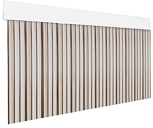 HOME MERCURY – Cortina Plana para Puerta Exterior o Interior, Material PVC – Libre de Insectos (210x120CM, Transparente+Filo Marron P3)