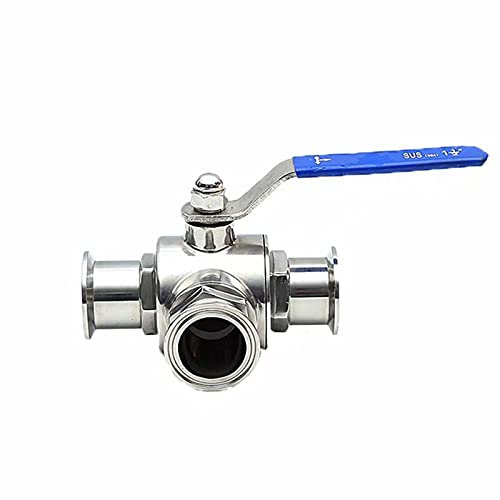JUN-STORE Kugelhahn Rohr 19mm 3/ 4Inch SS304 Edelstahl sanitäres 3way- Kugelhahn TPAG-Ferrue- Typ Fit 1. 5inch 50. 5mm TRI-Klammer Senmiao-Th.