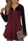 Gaharu Strickhoodie Damen Casual Patchwork Slim Fit Frühling Lang Sweatshirt Frauen Arbeitspullover Kapuze Tunic Damenshirt Lang ärmel Top Zip Leicht Arbeit Ausgefallene Für Leggings Multi-Wein, XXL