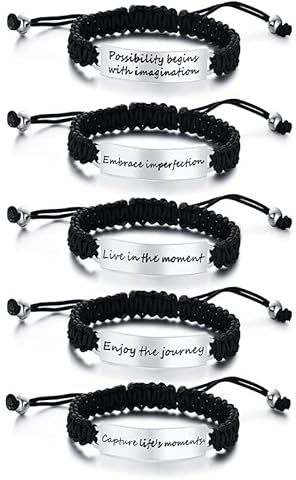 Stfery Armband Herren Zum Gravieren, Armband Für Männer Armand Schwarzes Silber als Geburtstagsgeschenke,