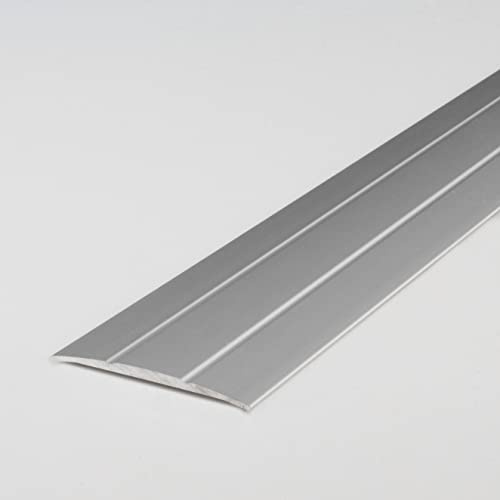 PROVISTON Übergangsprofil | 1.8 x 38 x 1000 mm | Übergangsschiene Übergangsleiste Bodenprofil Abdeckleiste Aluminium eloxiert Silber Selbstklebend