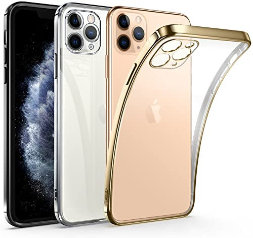 Supdeal Crystal Clear Case for iPhone 11 Pro Max, [Never Yellow] [Camera Protection], Thin Slim Fit Transparent Soft Silicone Phone Protective Case Cover, 6.5 Inch, Luxury Gold