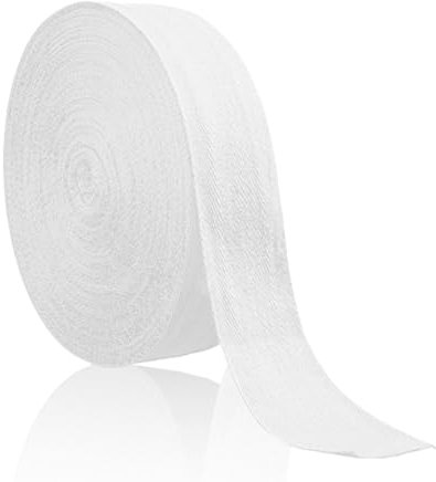 Biais de Coton 50mm 45m Rouleau de Ruban en Coton Blanc pour Travaux Manuels Confection Bordures Soyeuses