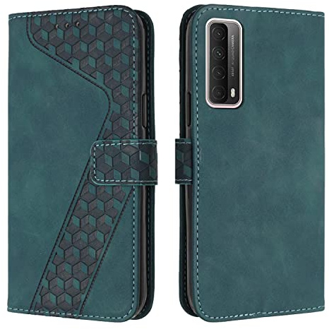 OKZone Coque pour Huawei P Smart 2021/Y7A 2020, Etui Protection Housse Premium en Cuir PU Portefeuille Étui Téléphone [Fermoir Magnétique] [Fentes pour Cartes] Flip Case（Vert