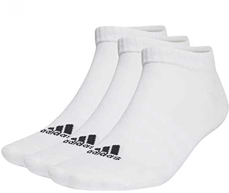 adidas Mixte Thin and Light Sportswear Low-Cut Socks 3 Pairs, White / Black, 8.5-10
