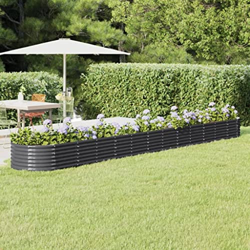 WIFESE Jardinière de Jardin Acier Enduit Poudre 512x80x36cm Anthracite Jardiniere Exterieur Grande Taille Jardiniere Balcon Jardiniere sur Pieds Carré Potager Rectangulaire Potager Balcon