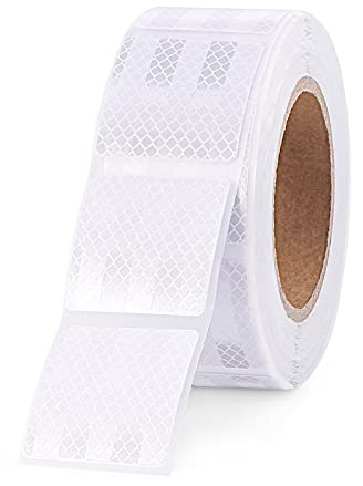 XFXIA Sicherheit Reflektierende Aufkleber Weiß Segmentiert Warnung Reflektierendes Klebeband Selbstklebendes Reflektorband Aufkleber für Fahrzeug Fahrrad Motorrad Kinderroller und Helme (10m/Rolle)