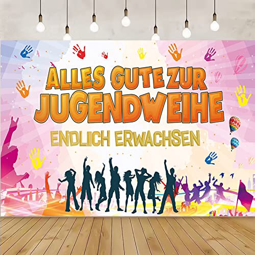 180cm x 110cm Alles Gute zur Jugendweihe Banner Jugendweihe Deko Banner Endlich Erwachsen Party Dekoration Hängedeko Endlich Erwachsen Banner mit Schnur Geschenkidee zur Jugendweihe