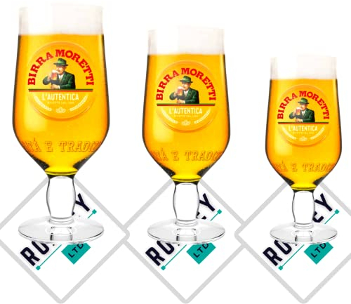 Roxley X3 Moretti Multi Pack Moretti Pint Moretti Schooner Moretti Half Also Comes with 3 Branded Beer Lager Mats