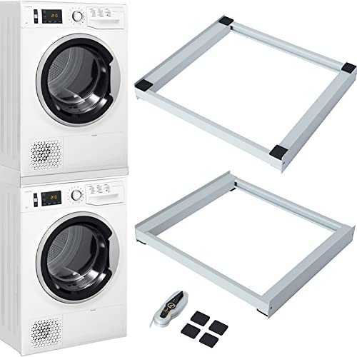 Kit di Congiunzione per Lavatrice e Asciugatrice, Supporto Base Universale di Sovrapposizione Salvaspazio, con Cinghia di Sicurezza e Adesivi Antiscivolo, Telaio per Accatastamento Elettrodomestici