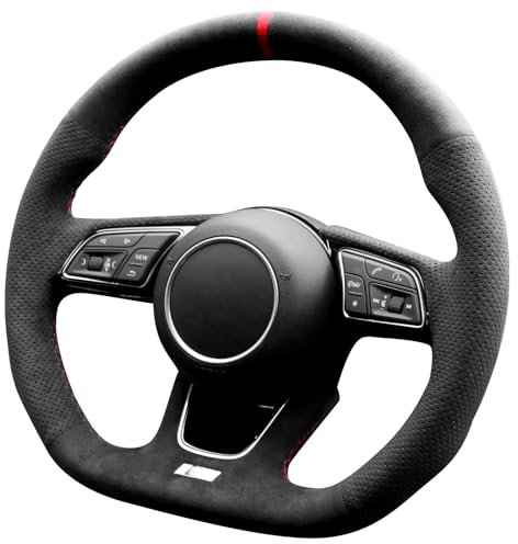 Alfanxi Handstich für Alcantara Lenkradbezug für Audi RS3 RS4 RS5 S3 S4 S5 mit Schaltpaddeln (rot gestreift)
