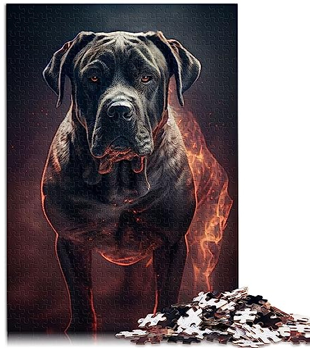 Puzzle für Erwachsene Cane Corso Fire Puzzle 1000 Teile Geeignet für Erwachsene und Kinder über 12 Jahre Papppuzzles Spielspielzeug Größe: 26 x 38 cm