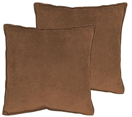 Spetebo Cord Dekokissen 2er Set je 45 cm - braun | Zierkissen mit Füllung und Bezug, Kordsamt, Sofakissen Couchkissen, Kuschelkissen Komplettset