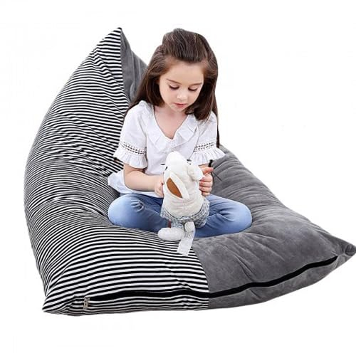 1 Pack Stuffed Animal Storage Bean Bag Chair Sofa Seat Cover, Large Stuffed Toys Organizer Bag with Zipper, Beanbag Holder Chairs without Filling Plush Toys for Kids and Adults (A)