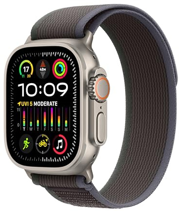 Apple Watch Ultra 2 [GPS + Cellular 49mm] Smartwatch with Rugged Titanium Case & Blue/Black Trail Loop M/L. Fitness Tracker, Precision GPS, Action Button, Extra-Long Battery Life, Carbon Neutral