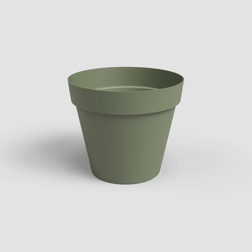 Artevasi Maceta Capri, Maceta de plástico, 40 cm, Color Verde Ceniza