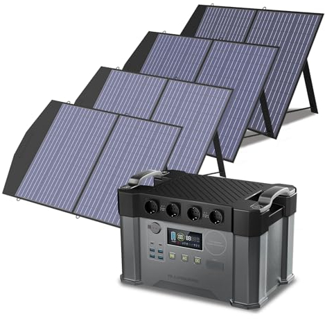 ALLPOWERS S2000 Pro Tragbares Powerstation mit 4x 100W Faltbares Solarpanel, 1451Wh 2400W (4000W Spitzenwert) Power Station AKKU Solargenerator Mobiler Stromspeicher für Home Notfall Camping RV Reise