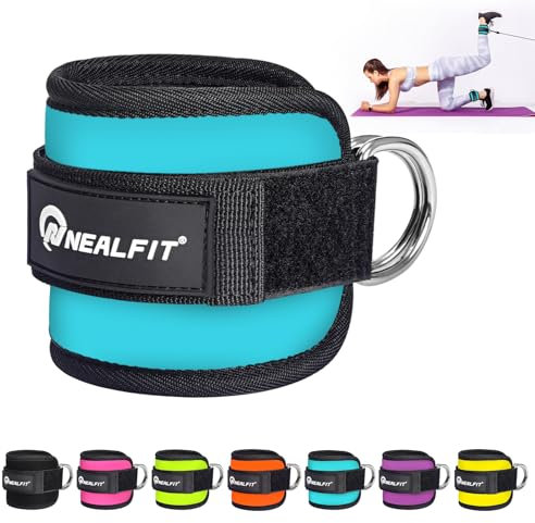 NEALFIT Ankle Strap for Cable Machine, Gym Ankle Cuff for Kickbacks, Leg Extensions, Glute Workouts, Booty Hip Abductors Exercise for Women and Men (Blue, Single)