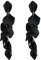 TOFBS Elegant Tropfen Statement Quaste Blumen Ohrringe Rosenblüten Baumeln Blumen Ohrringe Schmuck Zubehör (Schwarz/Lang)