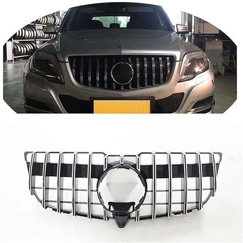 Auto Front Kühlergrille für Mer-cedes Benz GLK X204 GLK250 GLK300 GLK350 2013-2015,Dauerhaft Auto Front Stoßstange Grille KüHler,Front Obergrill Grillersatz Ersatz Zubehör,B/Silver