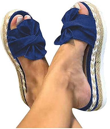 2024 Sandales Femmes Chic Élégante Vacances Compensées Bout Ouvert Mules Chaussures de Plage Sandales Femme Été Confortable Élégantes Pantoufles Bohème Été Pied Large Pas Cher Sandales