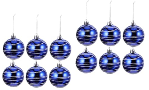 Cabilock 2 Sätze 6 STK Weihnachtskugeln Weihnachtskugel-Anhänger Weihnachtsschmuck 2020 weihnachtsdeko Christbaumschmuck Ornament Weihnachtsbaum anhänger Weihnachtsbedarf Streifen PVC