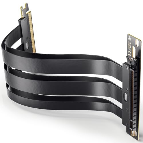 AsiaHorse PCIE 4.0 16X GPU Riser Kabel, PCIe 4.0 flexibles Hochgeschwindigkeits-GPU-Riser-Kabel, EMI-geschirmt 30 AWG, 25 Gbit/s Übertragungsrate, kompatibel mit 5.0/4.0/3.0 (20CM)