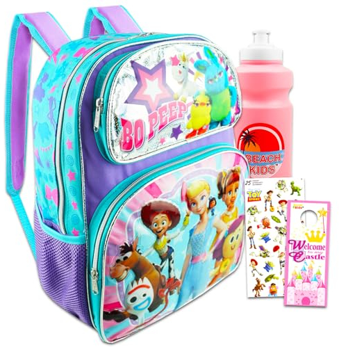Disney Toy Story Rucksack-Set – Set mit 40,6 cm großem Toy Story Rucksack mit Bo Peep, Jessie, Forky, More Plus Wasserflasche Toy Story Rucksack für Mädchen, Toy Story Rucksack, Toy Story Backpack