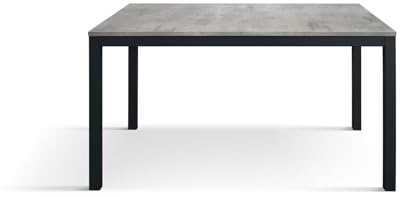 KONTE.DESIGN Mesa Ravenna de Madera con Acabado Gris Cemento y Estructura de Metal Gris Antracita 110 x 68 cm