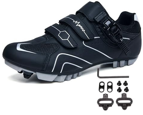 Treer Fahrradschuhe Herren Damen Mountain Bikes Schuhe Rennradschuhe mit Cleats SPD Schuhe Rennrad Schuh Kompatibel Outdoor Radschuhe Fahrrad Indoor Spin Mountain Bikes Schuhe