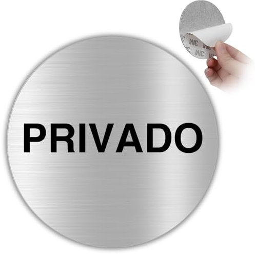 LEIASA | Señal Adhesiva Privado - Diámetro Ø 100 mm - Grosor 0.8 mm - Aluminio - Rótulo de Zona Privada - Signo Espacio Privado - Cartel Adhesivo 3M Área Restringida - Señal Privado