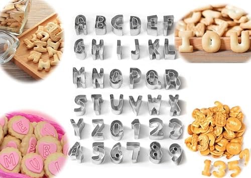 36 Small Piece Letter Cookie Cutters Alphabet Cookie Cutters Baking Accessories (36 pcs ABC,123)