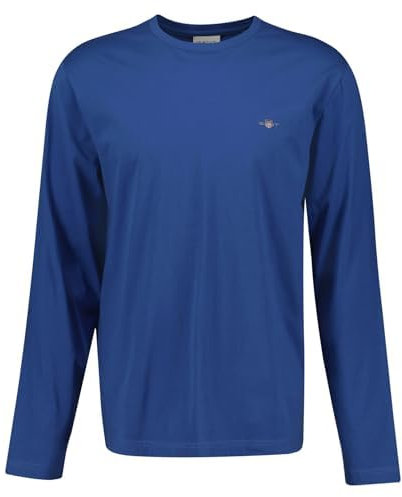 Gant Herren Longsleeve - Regular Shield LS, Shirt, Rundhals, Langarm, Baumwolle Blau (Rich Blue) L