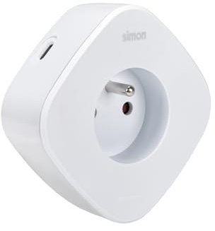 SIMON - Adaptador Compacto, Adaptador de Viaje con Toma Francesa y 2 Tomas USB A + 1 USB C de 3.2A, Adaptador Corriente de Carga de Pared con ordenacables, Ladrón USB, Color Blanco