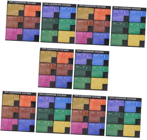 HOODANCOS 10 Blatt Kalender-Aufkleber Selbstklebender Index Bunt Monat Tabs Dekorativ Planer Zubehör für Büro Lernen