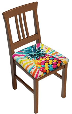 Stuhlsitzbezug 4er Set, Polka Pineapple Pop Art Sitzkissen Hussen für Esszimmer Anti-Staub Bezug für Stühle für Küchenstühle, Hotel, Bankett