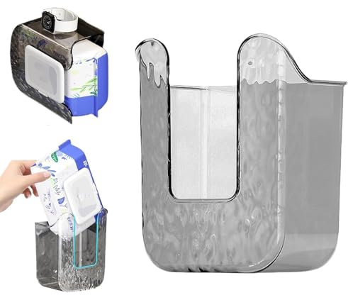 ACTIMED Wall Mounted Wipes Holder, Wipes Wall Mounted Holder, Toilet Wipes Holder, Bathroom Wipes Holder, Punch-Free Wipes Dispenser, Wipe Holder for Bathroom, Kitchen, and Bedroom (Grey)
