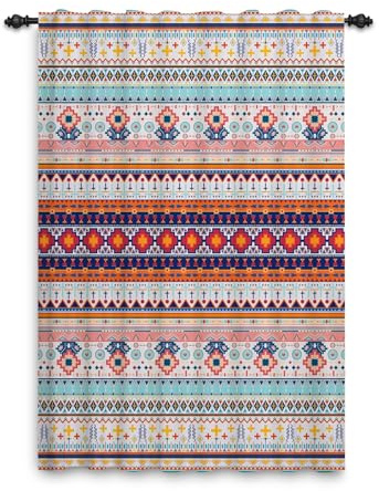 ggaimwf Vorhang im Boho-Stil Ethnisch Böhmisch Geometrisches Muster Vorhänge Stangentasche Marokkanisch Exotisch Fenstervorhang für Schlafzimmer Wohnzimmer Bunt Moderne Vorhänge 107x160cm 1 Panel