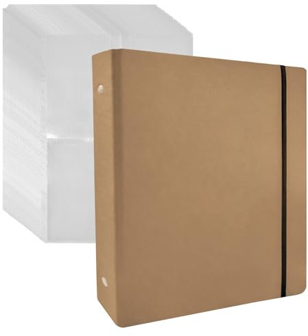 WACCOMT Pack Garten Samen Speicher Organizer B5 Binder 25 Pack Blatt Protectors mit 100 Taschen (9.2x13.2 cm) Kraftpapier Samen Pakete Binder für Samen Saving Umschlag Postkarten Fotos Karten
