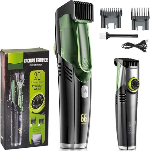 Vakuum-Bartrasierer für Männer,Bartschneider Herren mit 2 Kamm,Intimrasierer Mann,Trimmer Herren,Haarschneider Herren mit 20 Längeneinstellungen,Präzisionstrimmer IPX6 Wasserdicht