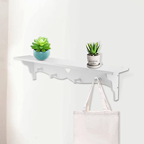 White Carved Wall Hanging Hollow Wall Shelf Wall Decoration Coat Rack Hook White ShelfW ShelfCoat Rack HookHollow W ShelfCoat Rack Hook Kids W Coat Rack, Vintage White