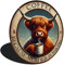 Yiruhe Funny Coffee Cow Aluminium Round Decorative Painting - Vintage Wall Decoration for Coffee Shops, Kitchens, Offices, Round 8x8 inch Metal Hanging Decoration(2485)