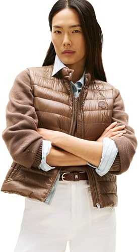 Tommy Hilfiger Damen Weste mit Mock-Kragen, Braun (Hot Coco), M