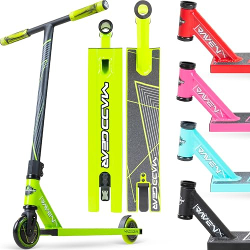 Madd Gear MG1 Raven Series Complete Trick-Scooter – Stunt-Scooter aus Flugzeugaluminium für Kinder ab 5 Jahren – Bester Profi-Scooter für Anfänger, Jungen und Mädchen (grün/schwarz)