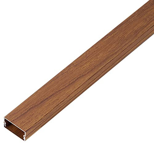 ASerZenith Kabelversteck mit Holzmaserung, mieterfreundlicher, robuster Flacher Kabelkanal, quadratischer dekorativer Kabelkanal aus Aluminium, 1 m,Braun-20 x 10 mm (0,8 x 0,4 Zoll)