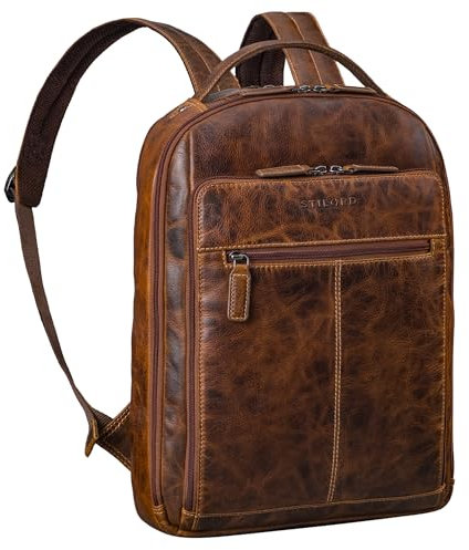 STILORD 'Nami' Zaino in pelle per laptop da 15 pollici - Elegante zaino business per uomini e donne - per il lavoro, l'università e i viaggi - Zaino grande in vera pelle, Colore:luino - marrone
